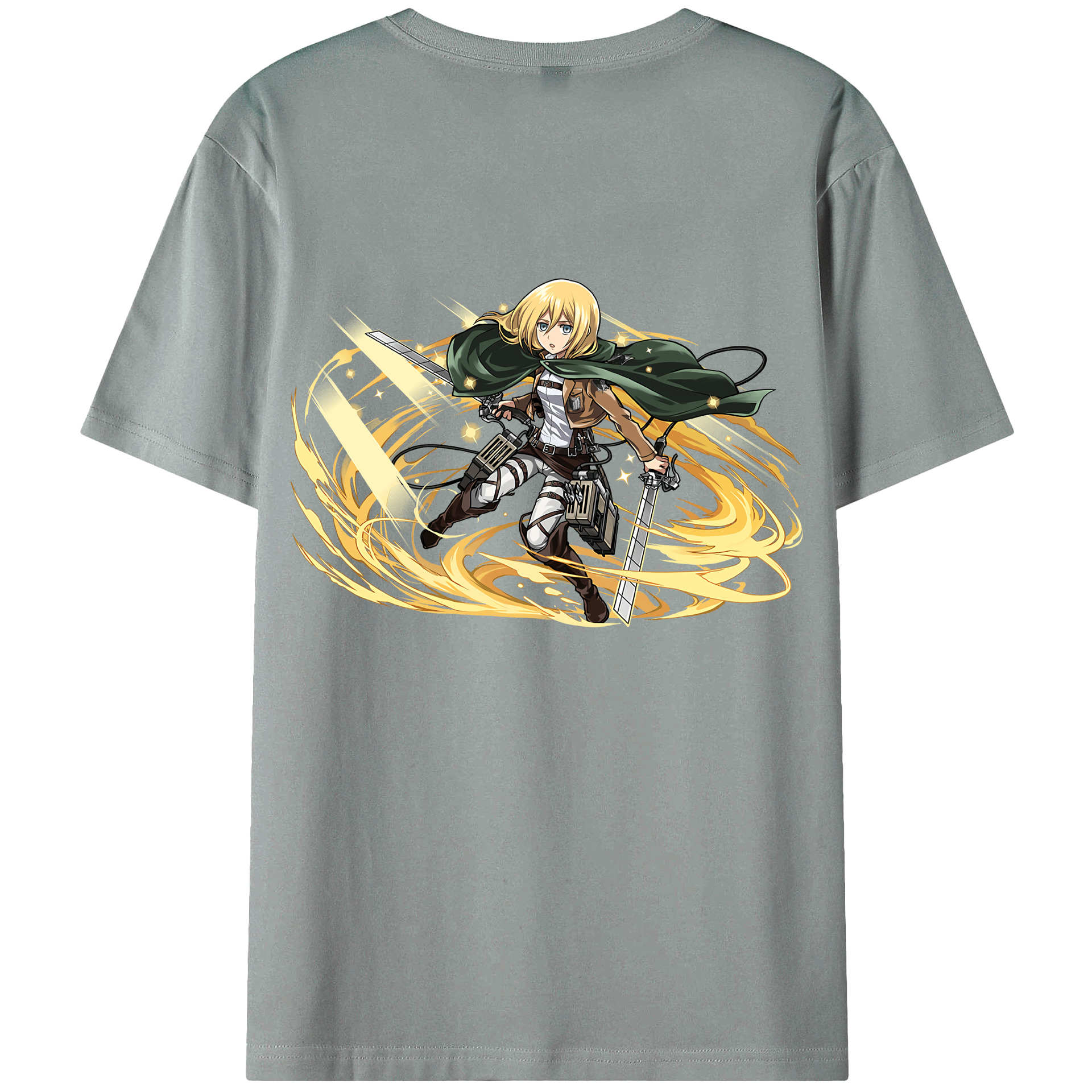 （画像用） 進撃の巨人 クリスタ·レンズ Attack on Titan Christa Lenz 綿100％ メンズ半袖Tシャツ（バックプリント） 通気性